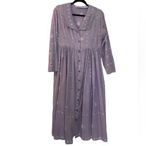 Organically Made woman’s long sleeve purple peasant dress S